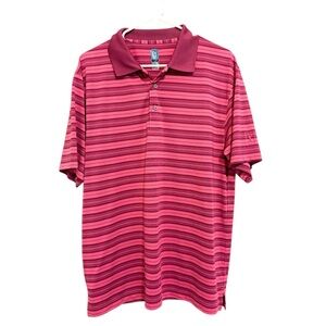 2/$30 PGA Tour - Men's Golf Polo Shirt Pink with Stripes - Large
